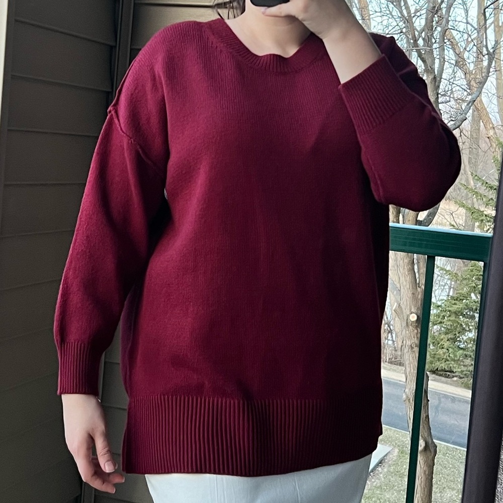 🆕 New Philosophy Women's Burgundy Oversize Sweater 1X
